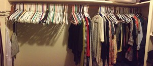 My half of the closet; look at all those empty hangers.